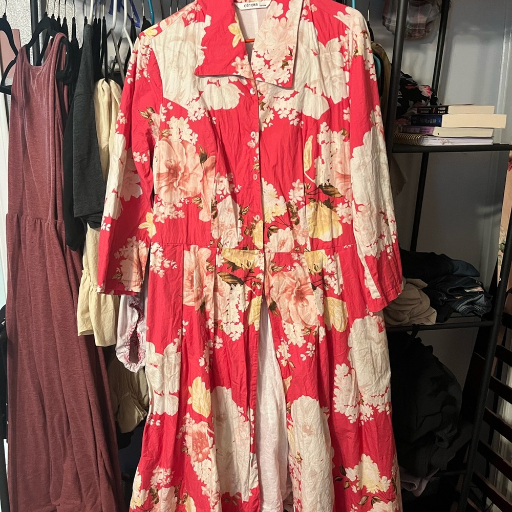 eShakti White and Pink floral dress